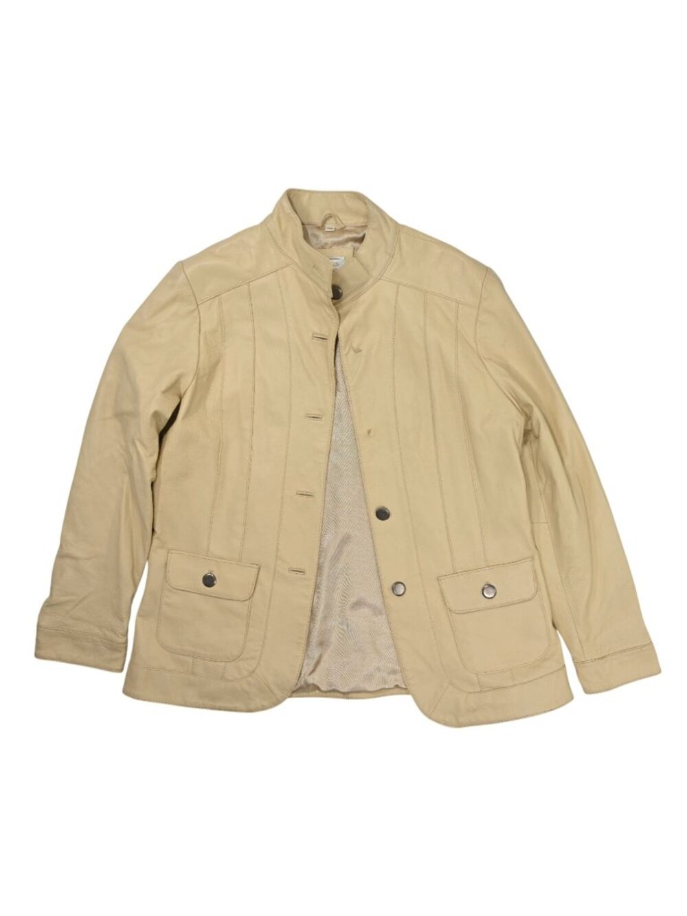 Vintage Y2K Classics Leather Jacket in Beige